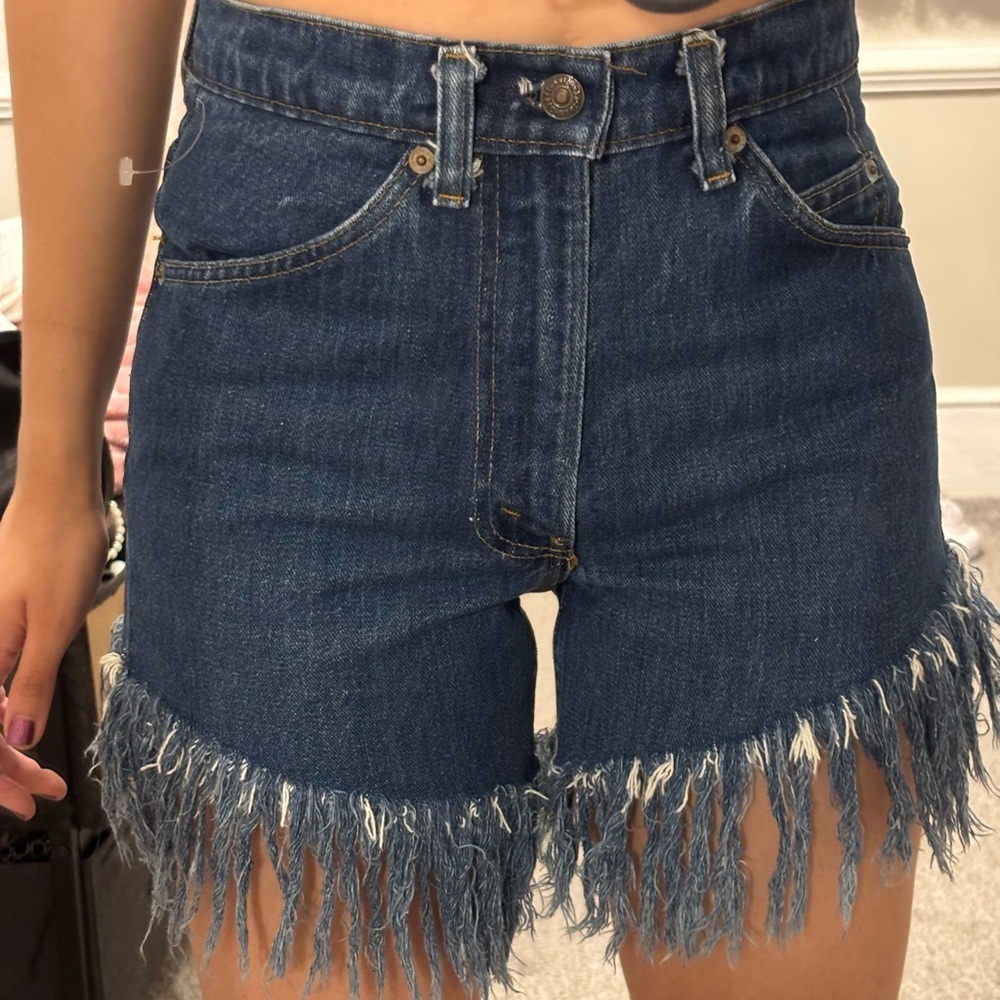 60's-80's Vintage Boho Western Denim Levis Orange Tab 30/34 Mom Shorts XS Small - Picture 6 of 10